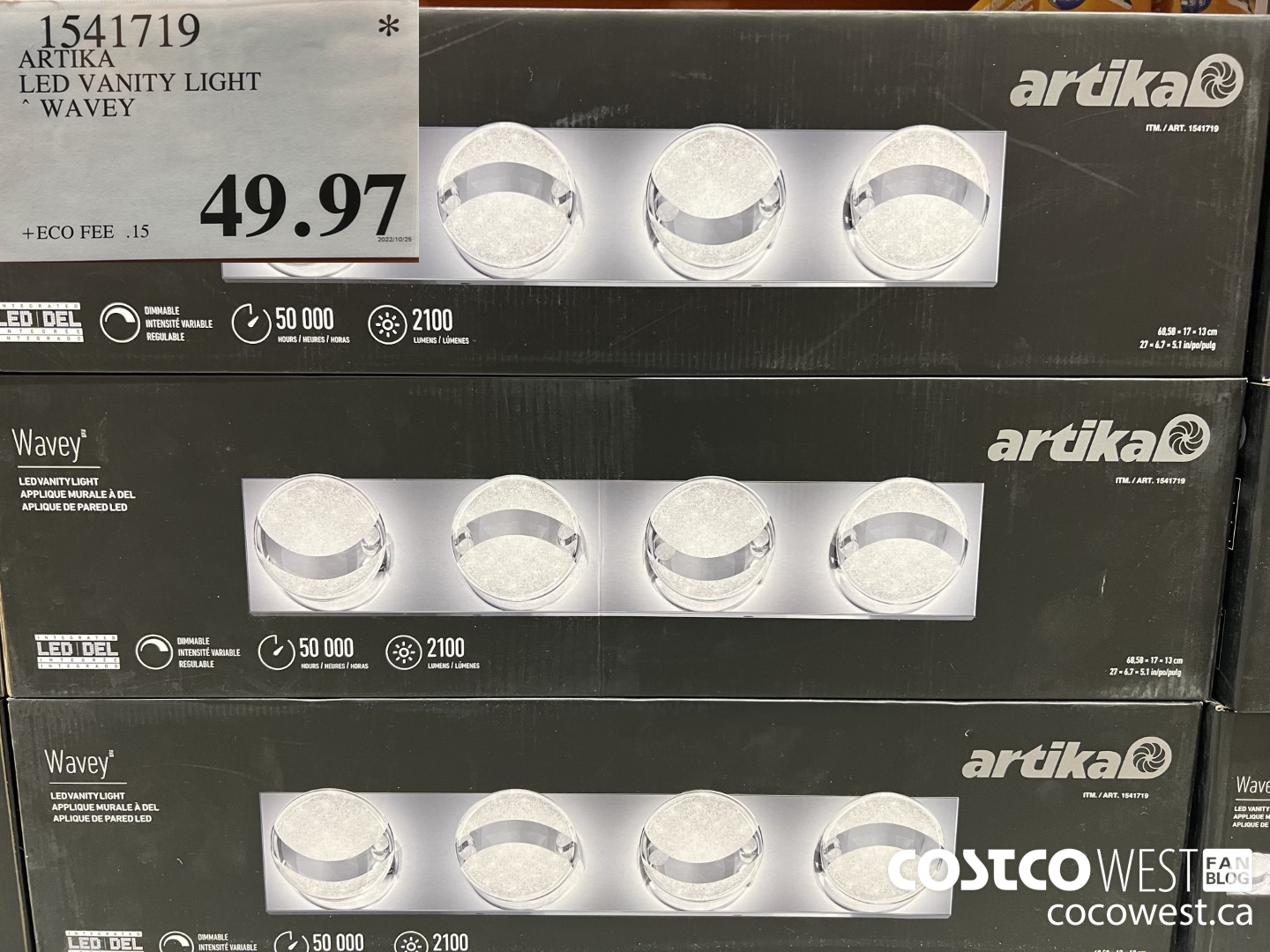 1541719 ARTIKA LED VANITY LIGHT WAVEY $49.97