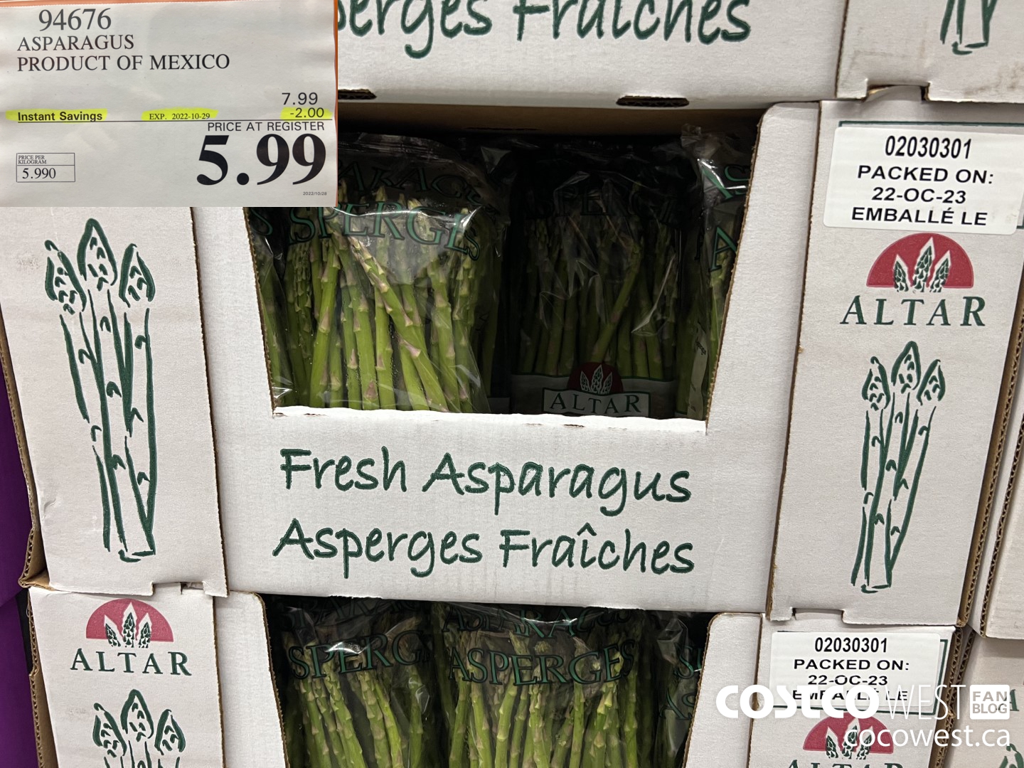 94676 ASPARAGUS PRODUCT OF MEXICO ($2.00 INSTANT SAVINGS EXPIRES ON 2022-10-29) $5.99