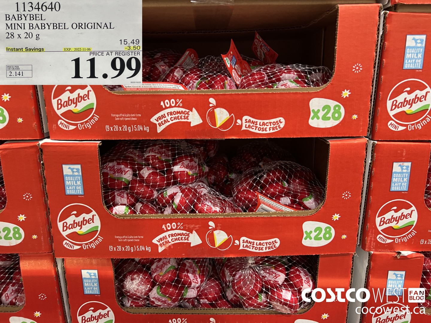 1134640 BABYBEL MINI BABYBEL ORIGINAL 28 x 20 g ($3.50 INSTANT SAVINGS EXPIRES ON 2022-11-06) $11.99