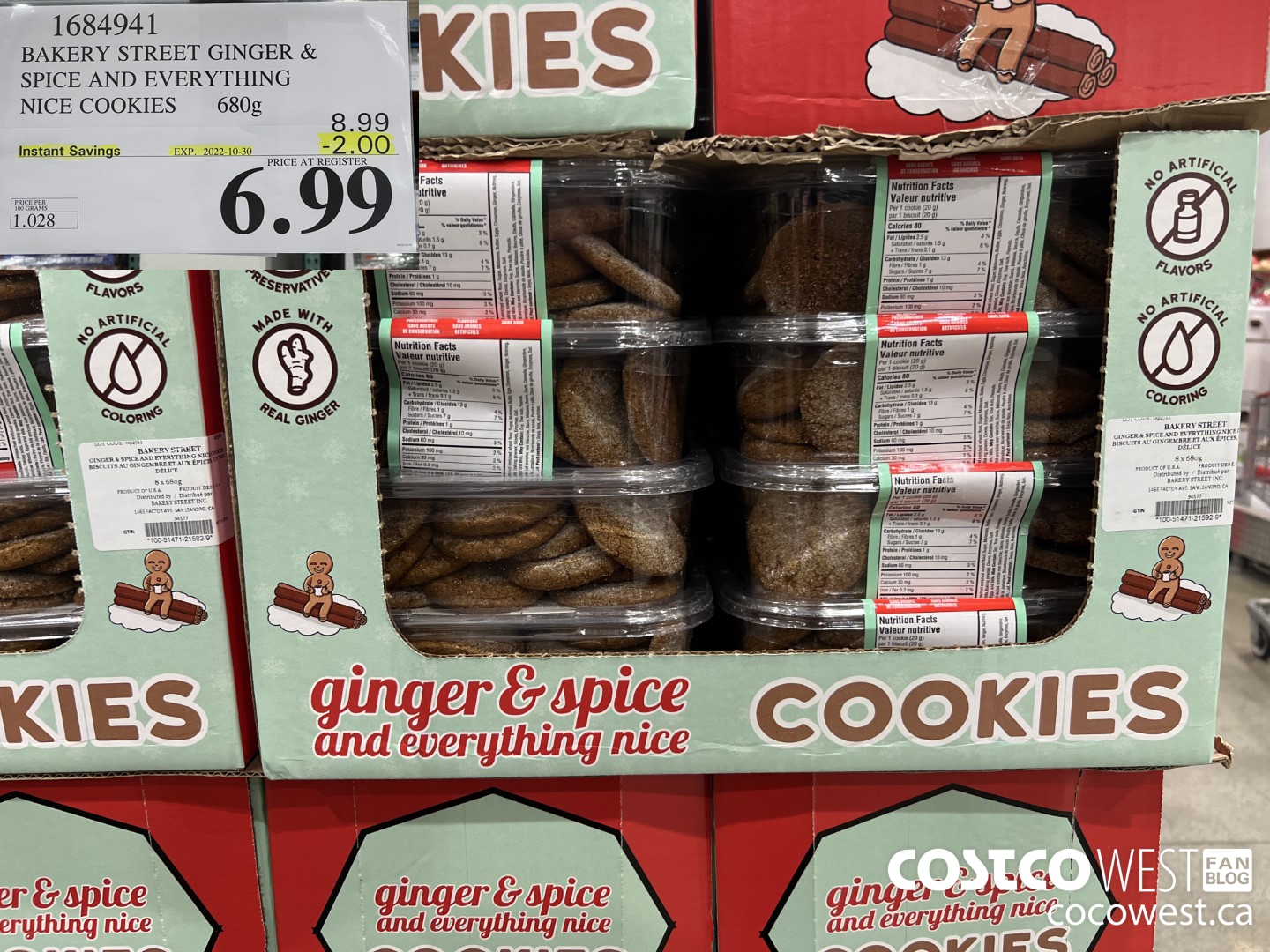 1684941 BAKERY STREET GINGER & SPICE AND EVERYTHING NICE COOKIES 680G ($2.00 INSTANT SAVINGS EXPIRES ON 2022-10-30) $6.99