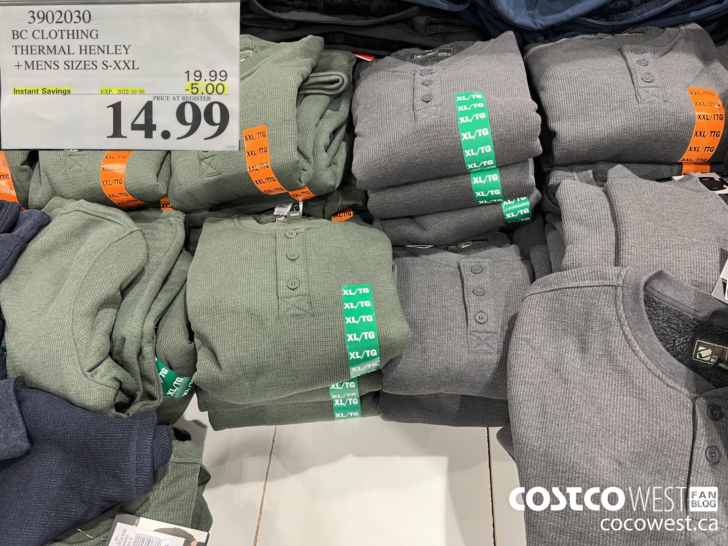 3902030 BC CLOTHING THERMAL HENLEY MENS SIZES S-XXL ($5.00 INSTANT SAVINGS EXPIRES ON 2022-10-30) $14.99