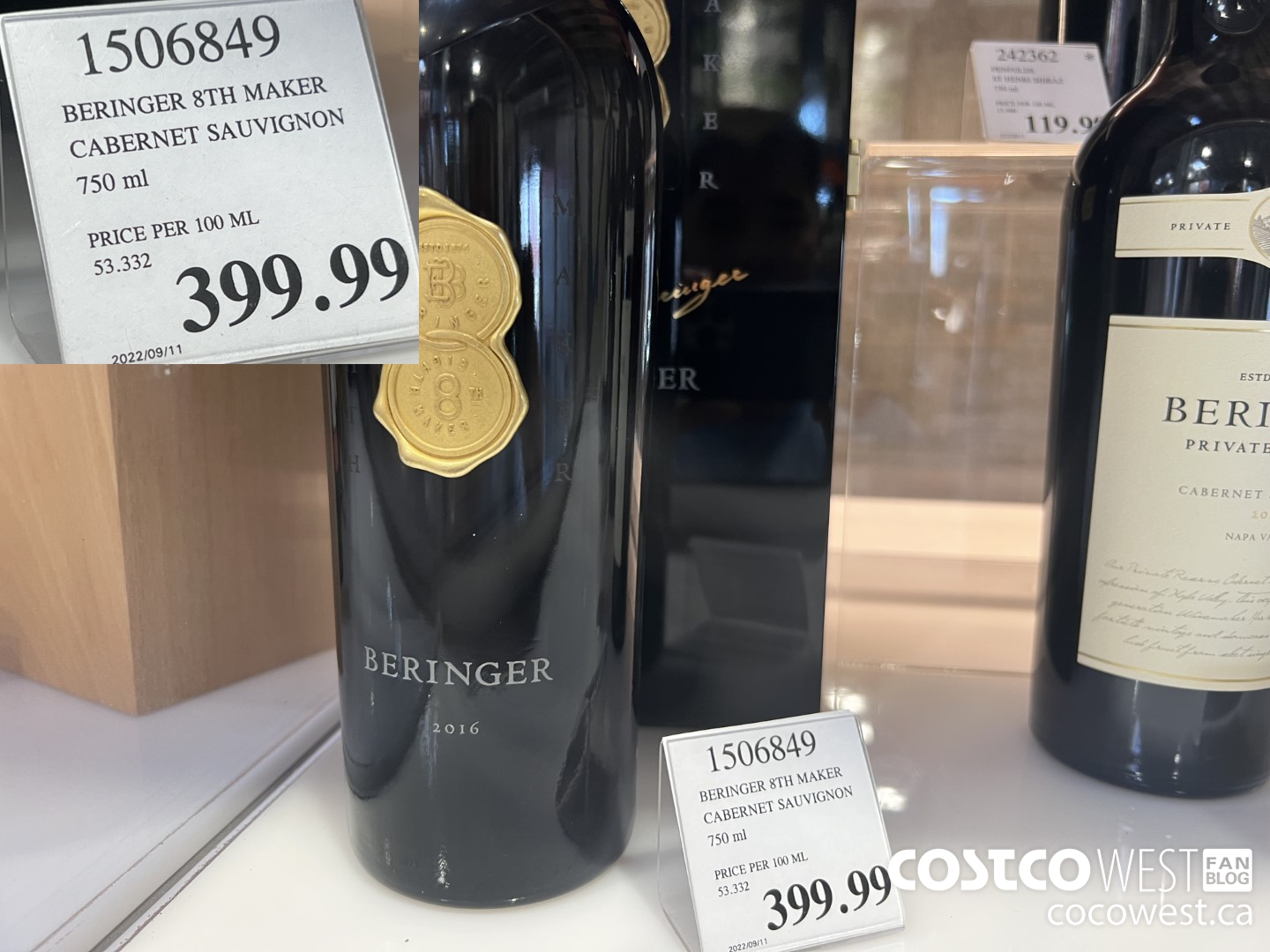 1506849 BERINGER 8TH MAKER CABERNET SAUVIGNON 750 ML $399.99