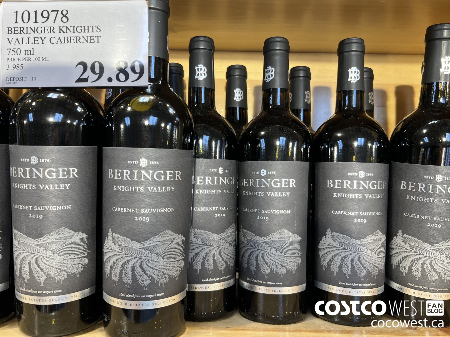 101978 BERINGER KNIGHTS VALLEY CABERNET 750 ML $29.89