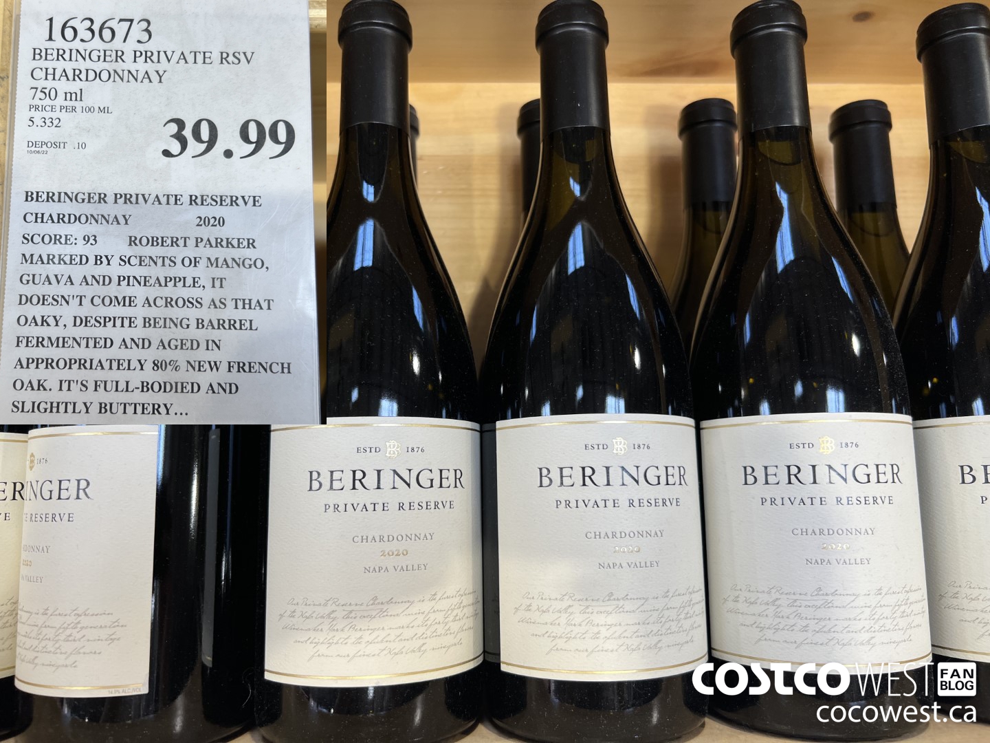 163673 BERINGER PRIVATE RSV CHARDONNAY 750 ML $39.99