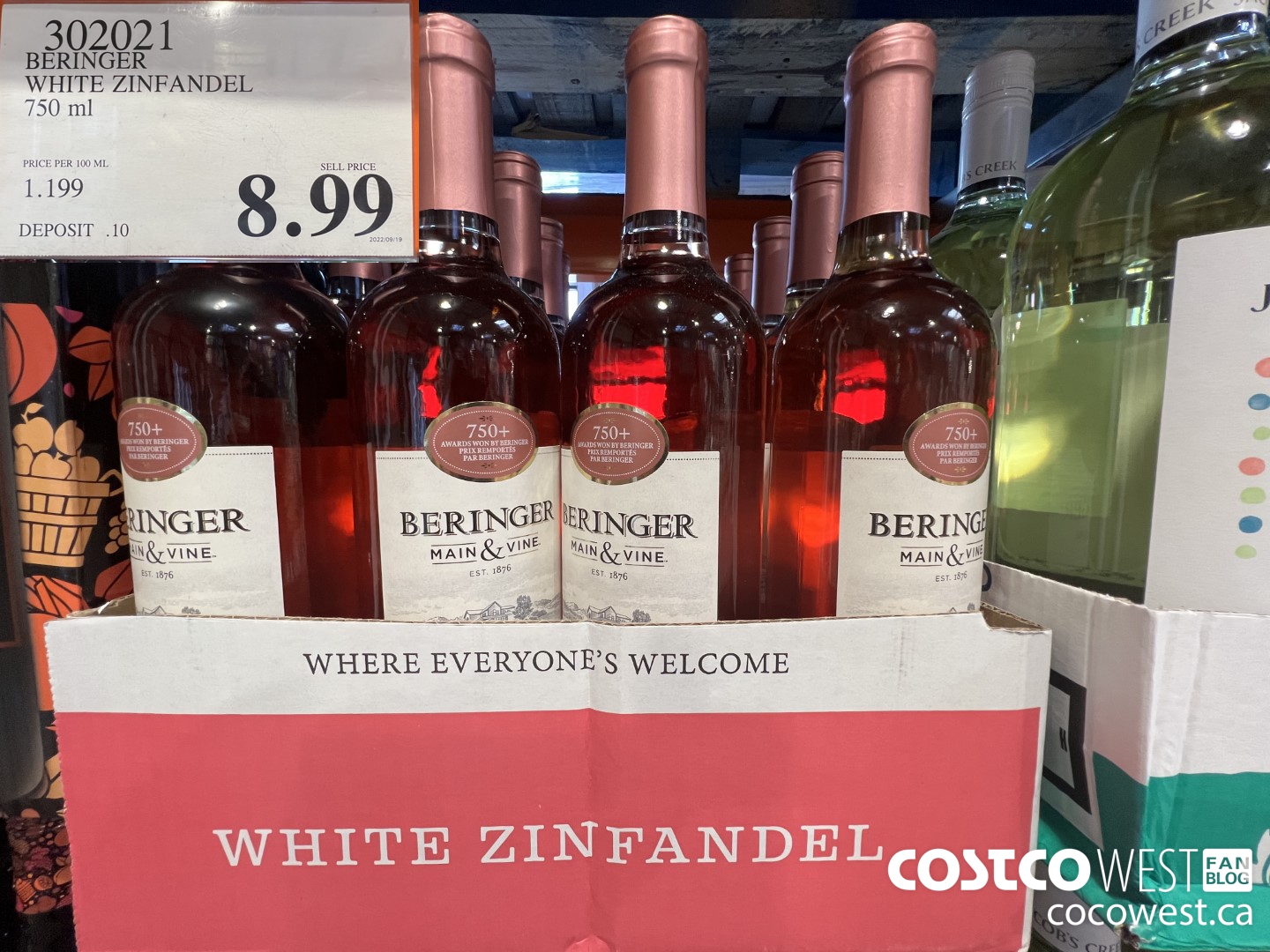 302021 BERINGER WHITE ZINFANDEL 750 ML $8.99