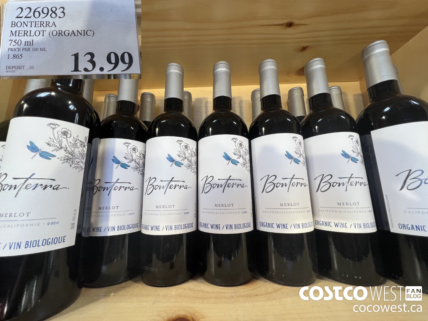 226983 BONTERRA MERLOT (ORGANIC) 750 ML $13.99