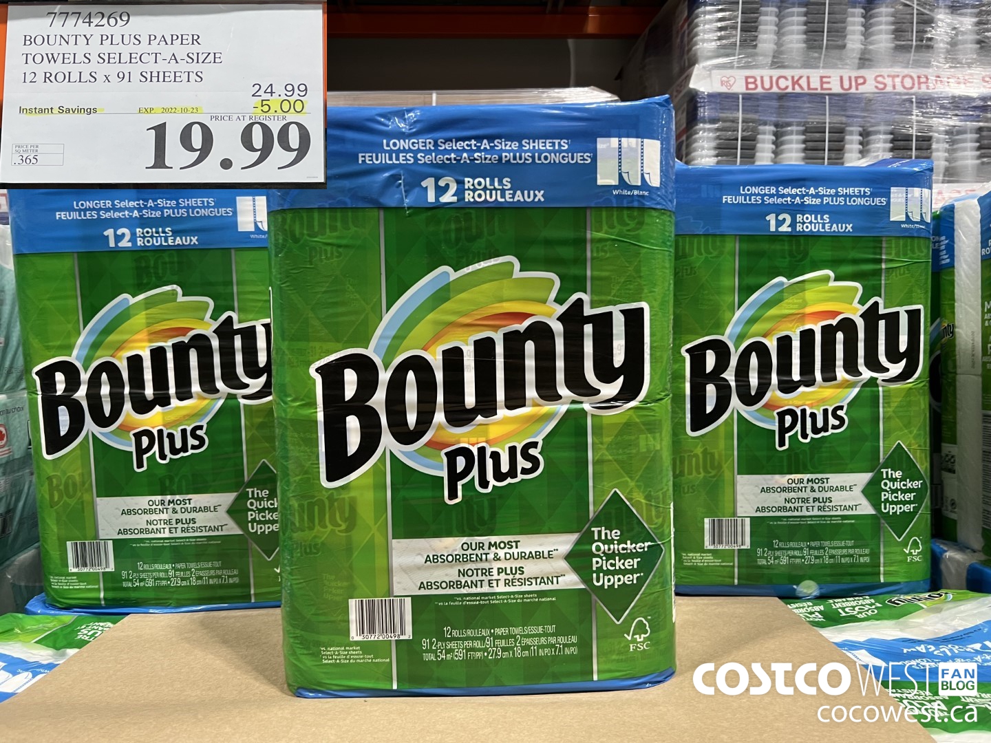 7774269 BOUNTY PLUS PAPER TOWELS SELECT-A-SIZE 12 ROLLS x 91 SHEETS ($5.00 INSTANT SAVINGS EXPIRES ON 2022-10-23) $19.99