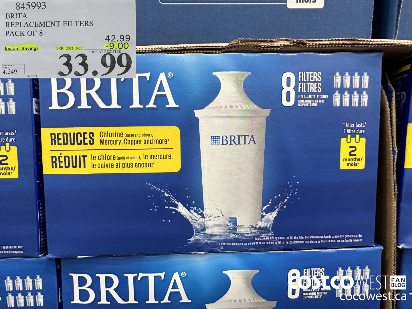 845993 BRITA REPLACEMENT FILTERS PACK OF 8 ($9.00 INSTANT SAVINGS EXPIRES ON 2022-10-23) $33.99