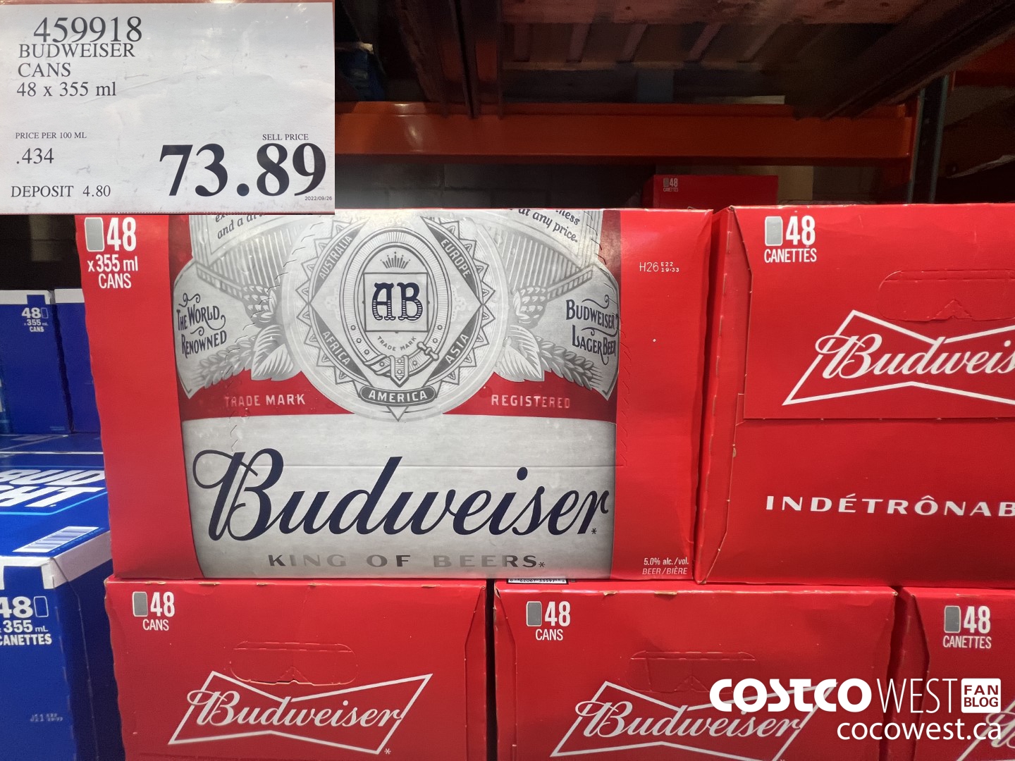 459918 BUDWEISER CANS 48 X 355 ML $73.89