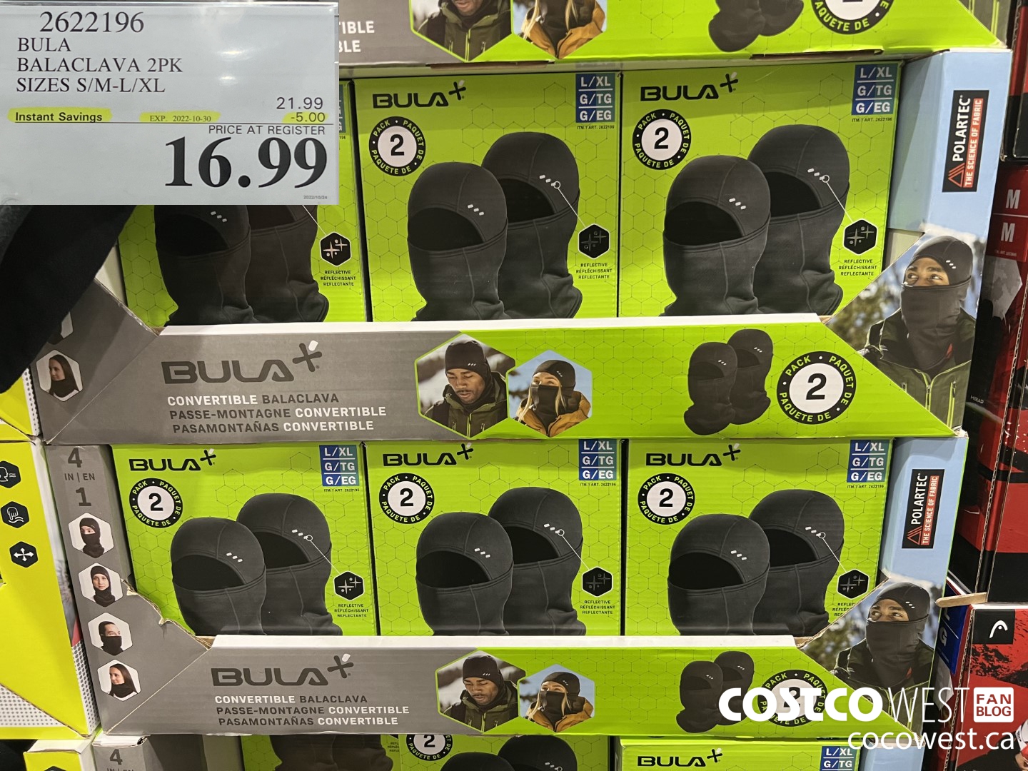 2622196 BULA BALACLAVA 2PK SIZES S/M-L/XL ($5.00 INSTANT SAVINGS EXPIRES ON 2022-10-30) $16.99
