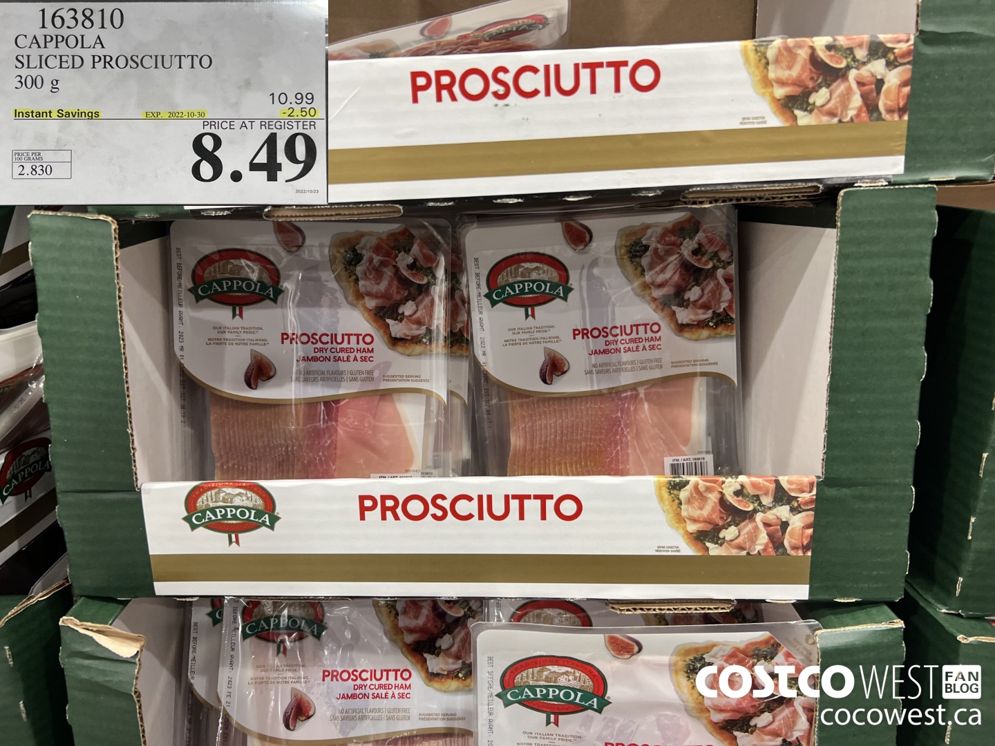 163810 CAPPOLA SLICED PROSCIUTTO 300 g ($2.50 INSTANT SAVINGS EXPIRES ON 2022-10-30) $8.49