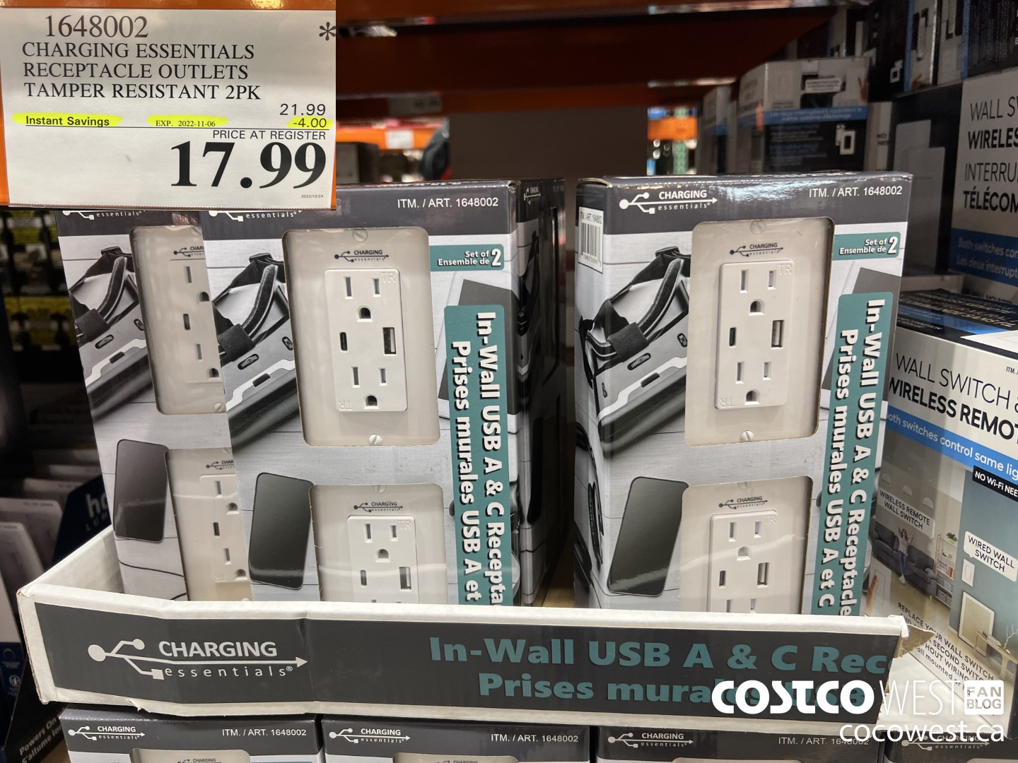 1648002 CHARGING ESSENTIALS RECEPTACLE OUTLETS TAMPER RESISTANT 2PK ($4.00 INSTANT SAVINGS EXPIRES ON 2022-11-06) $17.99
