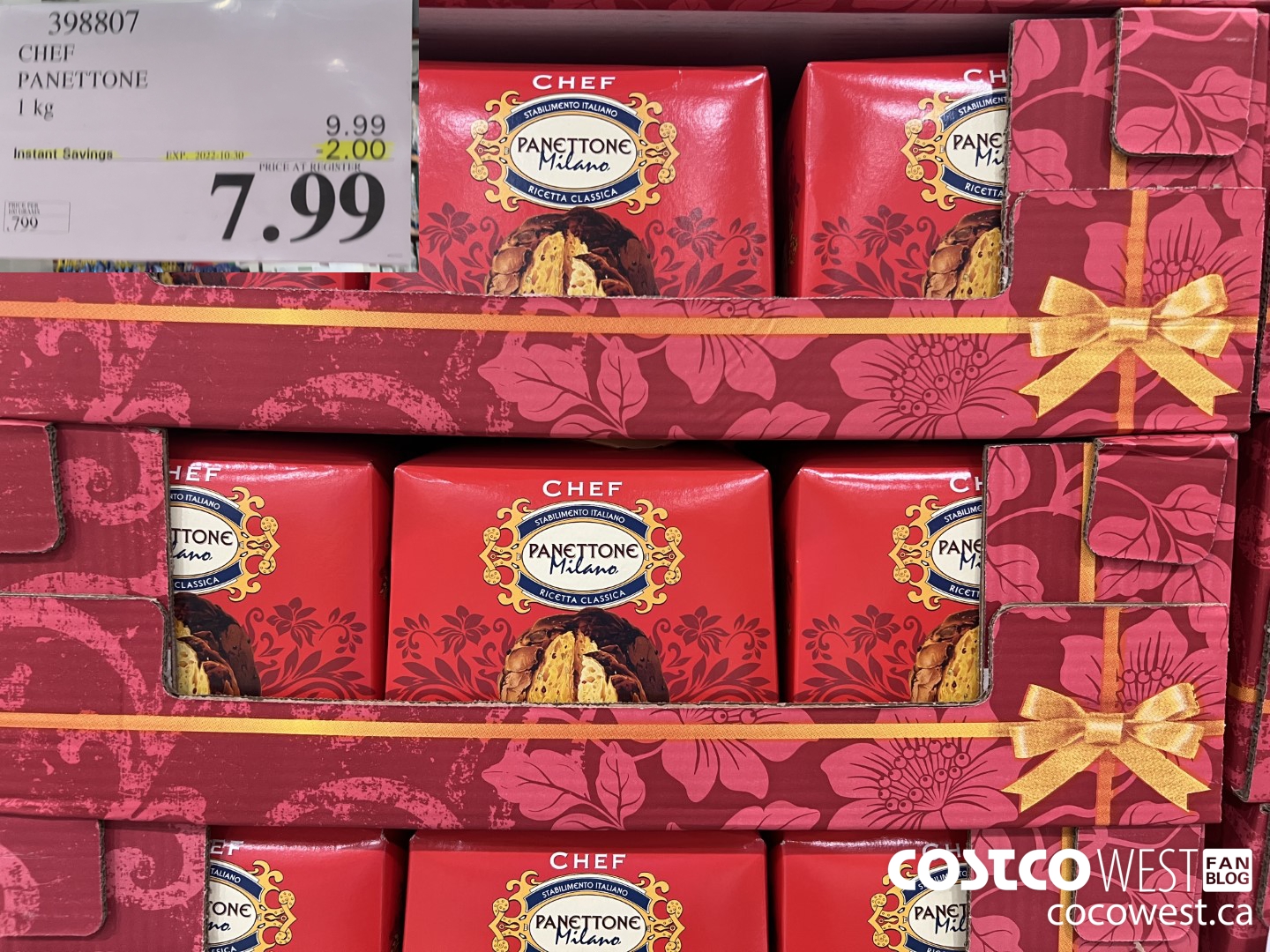 398807 CHEF PANETTONE 1 kg ($2.00 INSTANT SAVINGS EXPIRES ON 2022-10-30) $7.99