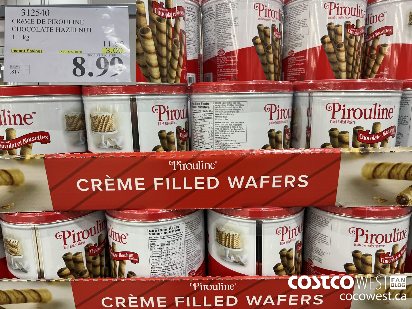 312540 CREME DE PIROULINE CHOCOLATE HAZELNUT 1.1 KG ($3.00 INSTANT SAVINGS EXPIRES ON 2022-10-30) $8.99