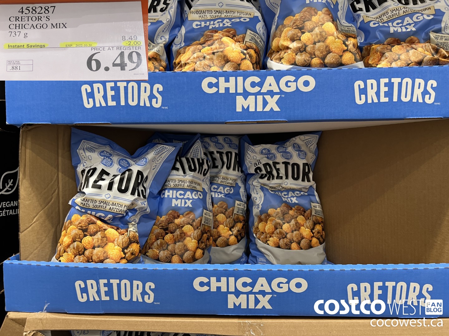 458287 CRETOR'S CHICAGO MIX 737 G ($2.00 INSTANT SAVINGS EXPIRES ON 2022-10-30) $6.49