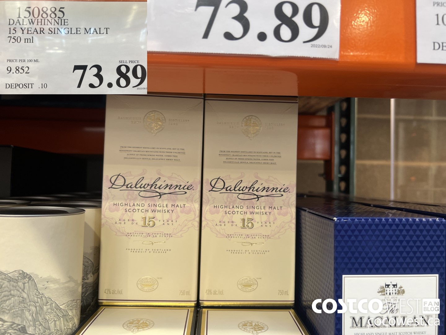 150885 DALWHINNIE 15 YEAR SINGLE MALT 750 ML $73.89