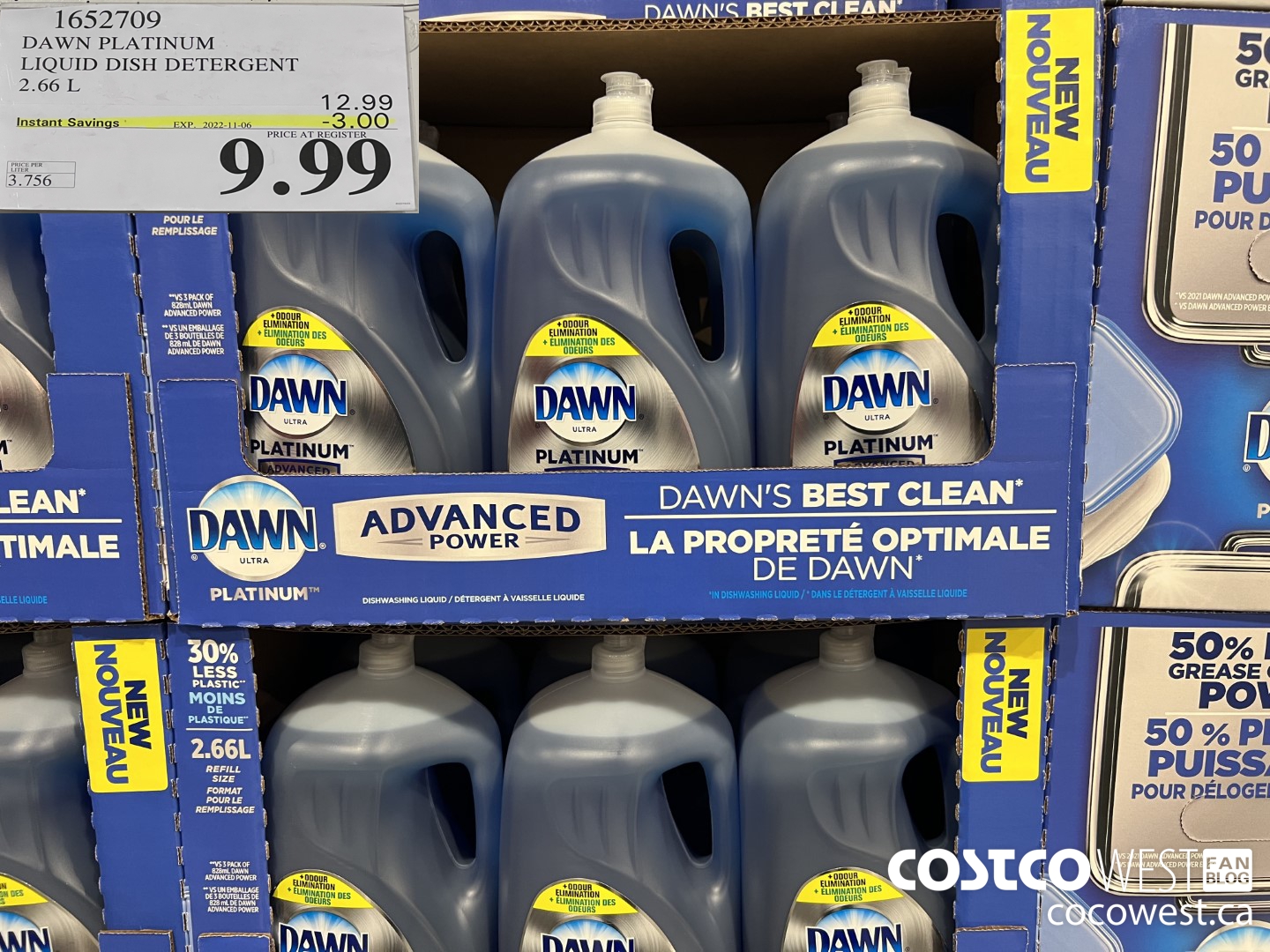 1652709 DAWN PLATINUM LIQUID DISH DETERGENT 2.66L ($3.00 INSTANT SAVINGS EXPIRES ON 2022-11-06) $9.99