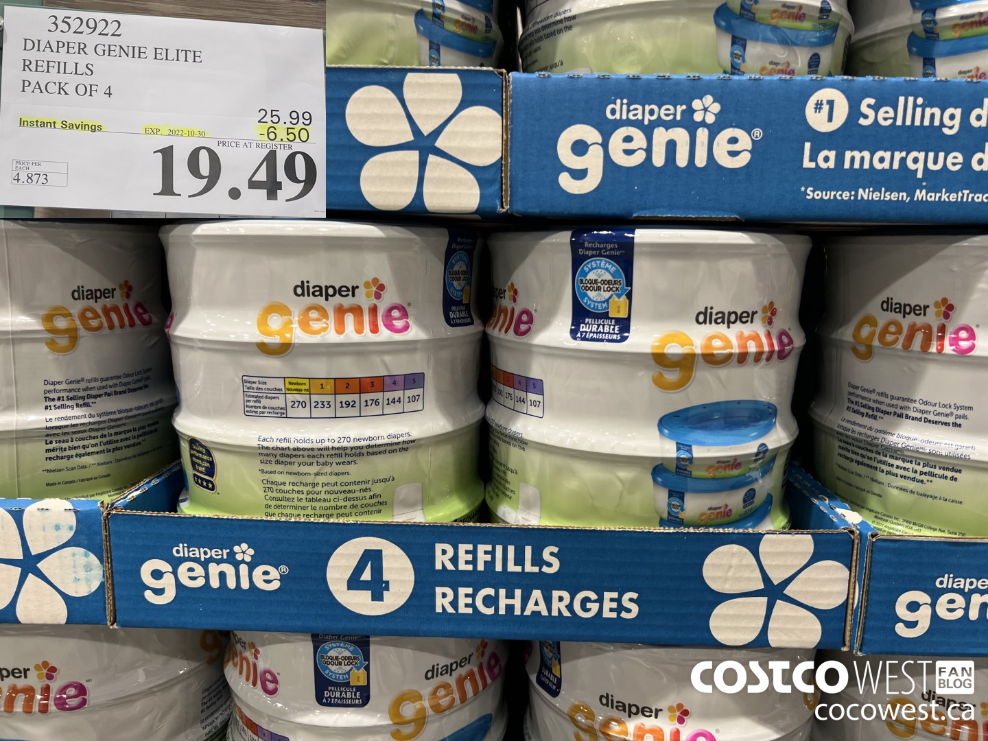 352922 DIAPER GENIE ELITE REFILLS PACK OF 4 ($6.50 INSTANT SAVINGS EXPIRES ON 2022-10-30) $19.49