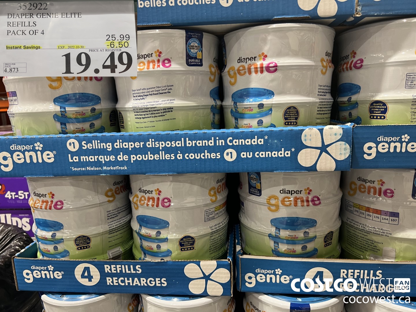 352922 DIAPER GENIE ELITE REFILLS PACK OF 4 ($6.50 INSTANT SAVINGS EXPIRES ON 2022-10-30) $19.49