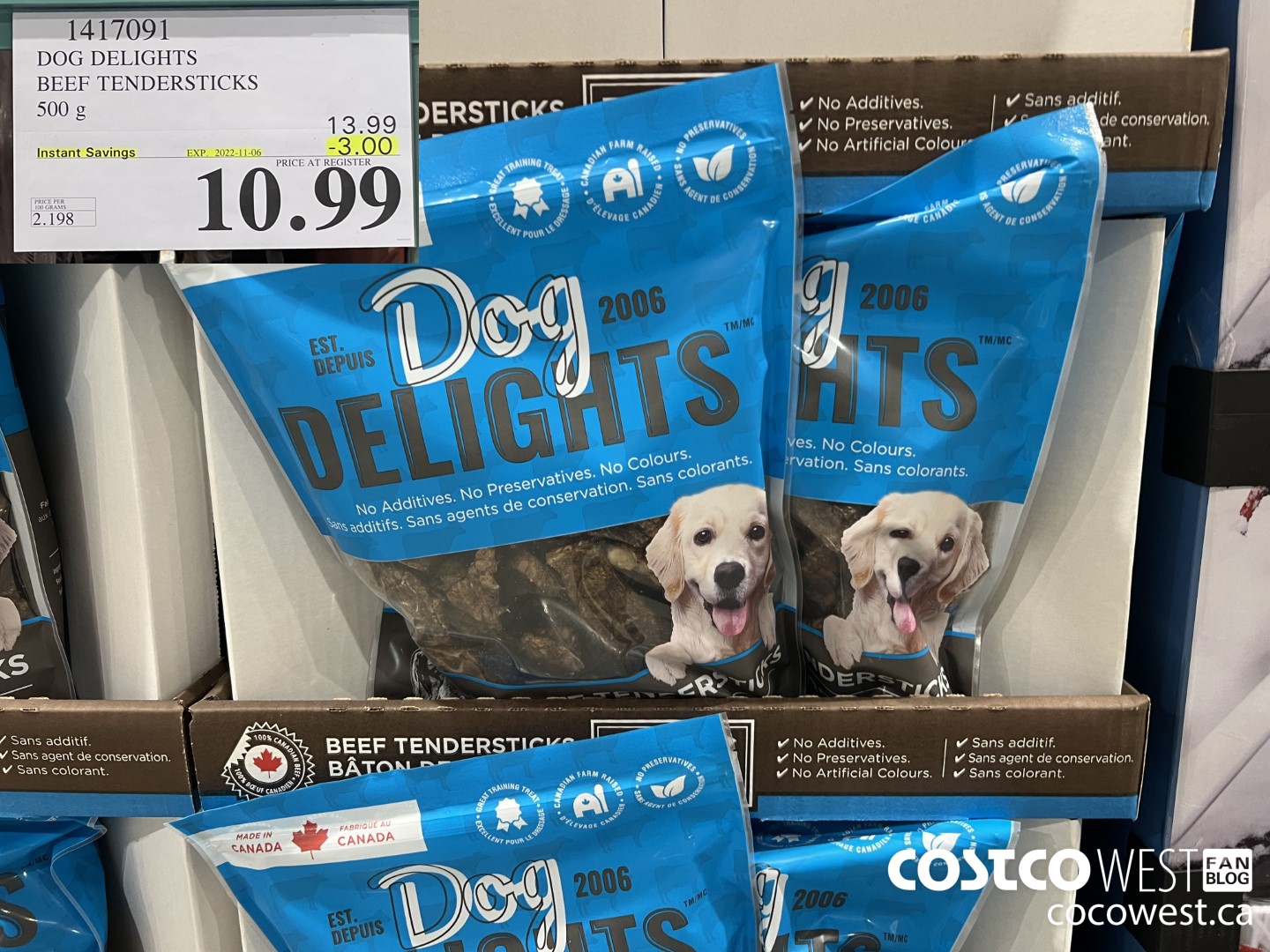 1417091 DOG DELIGHTS BEEF TENDERSTICKS 500 g ($3.00 INSTANT SAVINGS EXPIRES ON 2022-11-06) $10.99