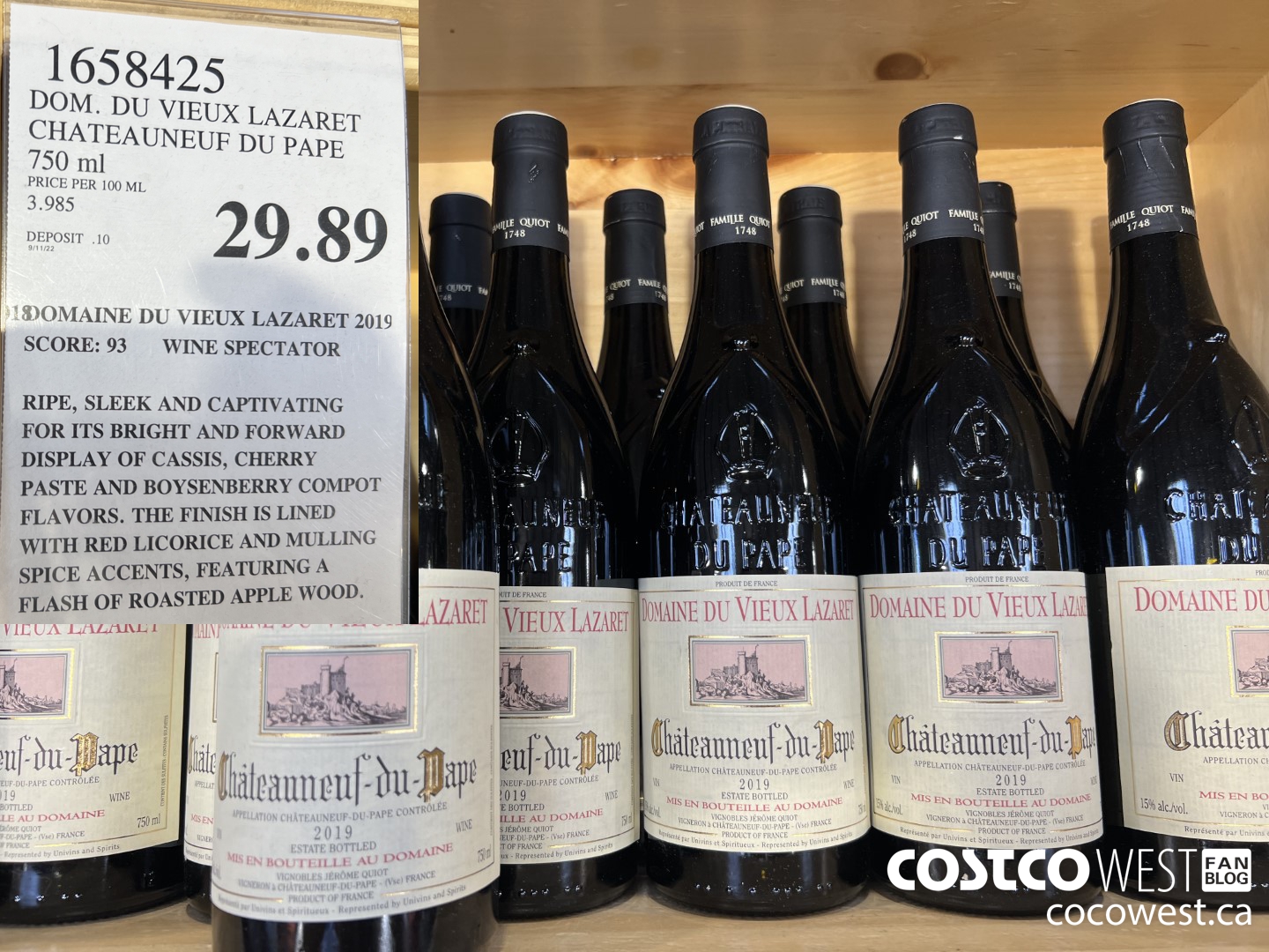 1658425 DOM. DU VIEUX LAZARET CHATEAUNEUF DU PAPE 750 ML $29.89
