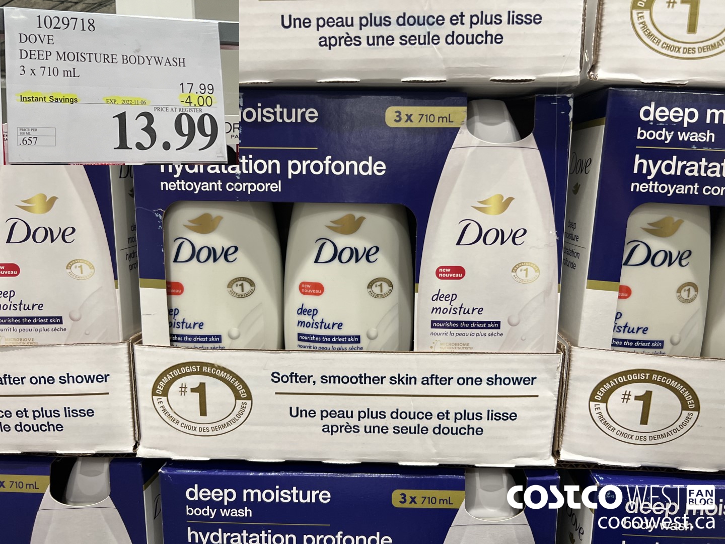 1029718 DOVE DEEP MOISTURE BODYWASH 3 x 710 mL ($4.00 INSTANT SAVINGS EXPIRES ON 2022-11-06) $13.99