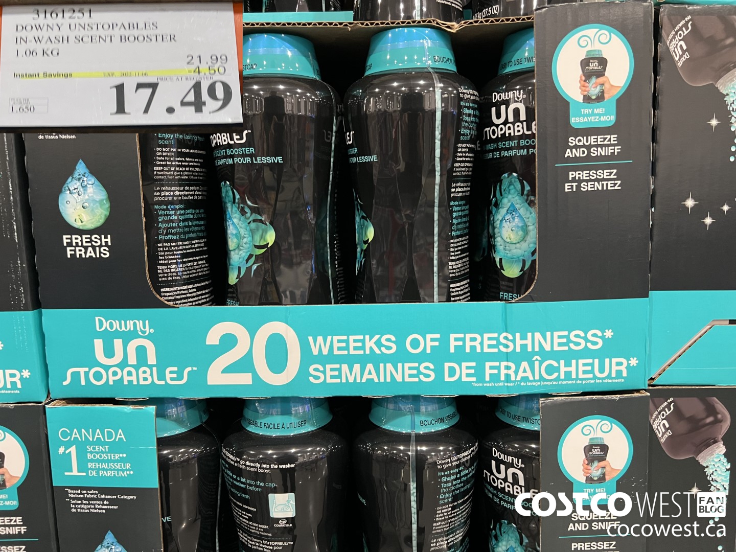 3161251 DOWNY UNSTOPABLES IN-WASH SCENT BOOSTER 1.06 KG ($4.50 INSTANT SAVINGS EXPIRES ON 2022-11-06) $17.49