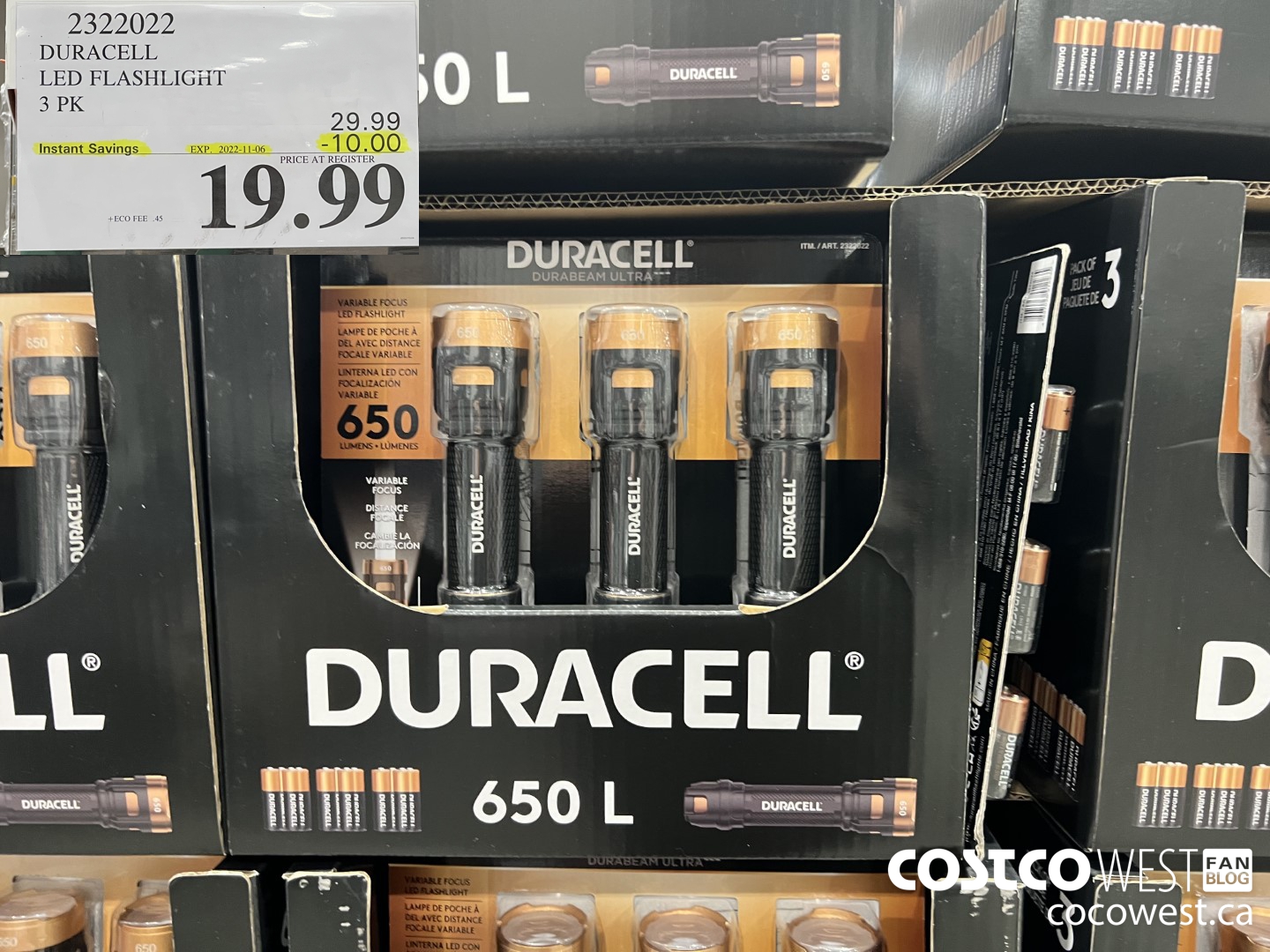 2322022 DURACELL LED FLASHLIGHT 3PK ($10.00 INSTANT SAVINGS EXPIRES ON 2022-11-06) $19.99