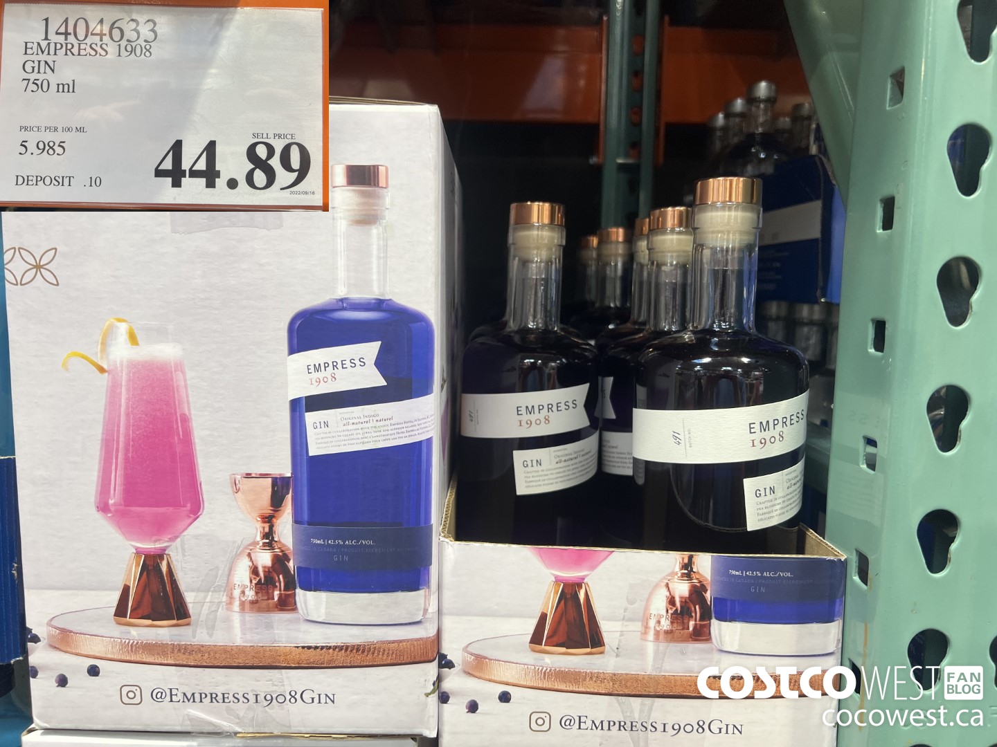 1404633 EMPRESS 1908 GIN 750 ML $44.89