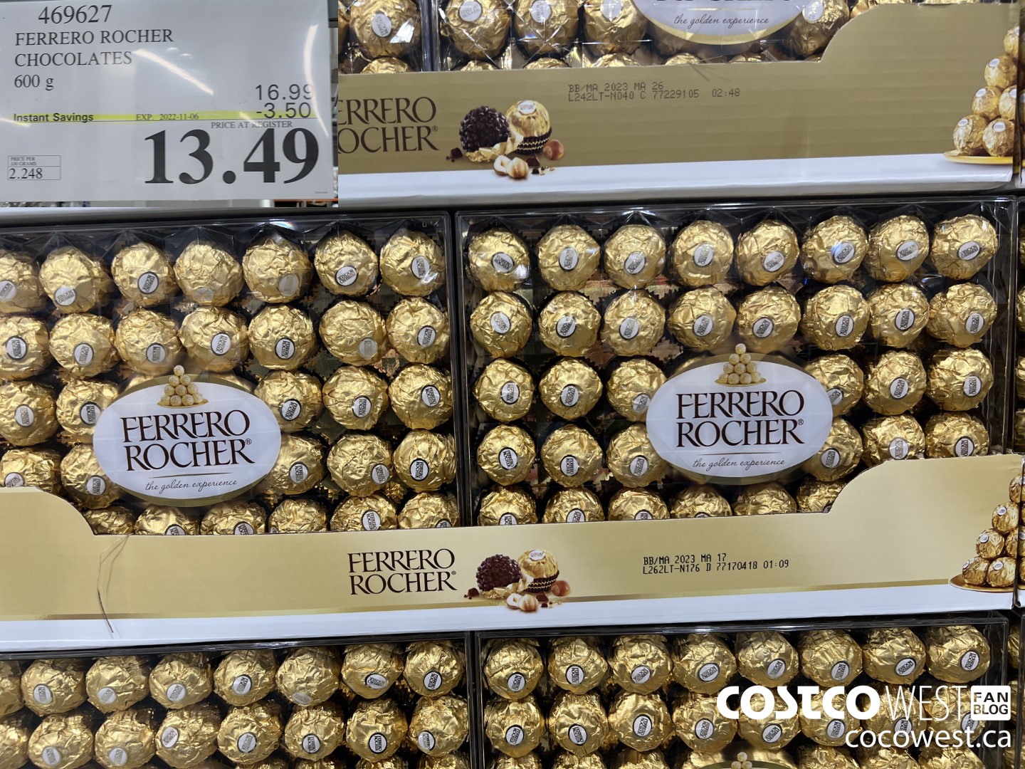 469627 FERRERO ROCHER T-48 600g ($3.50 INSTANT SAVINGS EXPIRES ON 2022-11-06) $13.49