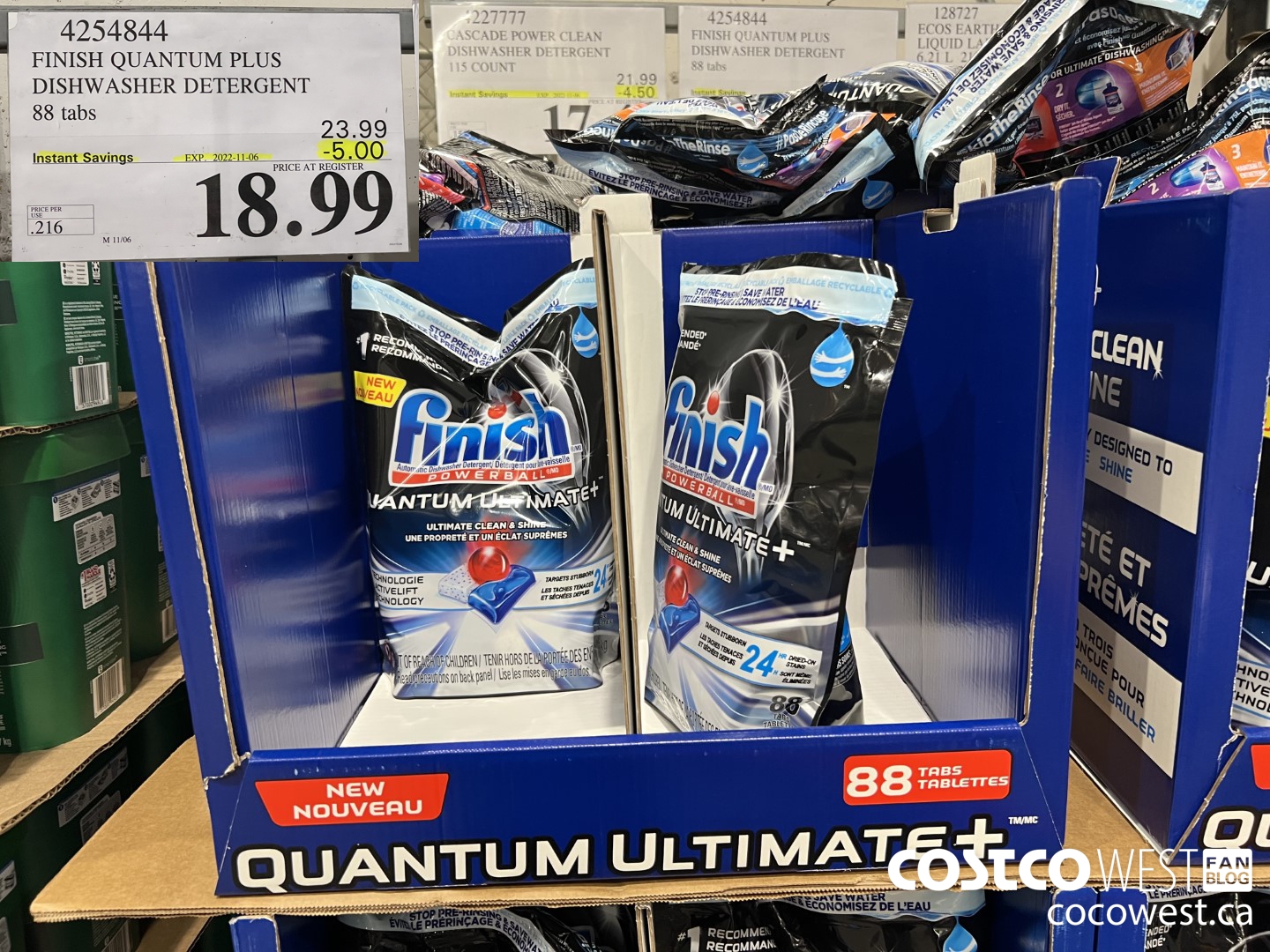 4254844 FINISH QUANTUM PLUS DISHWASHER DETERGENT 88 tabs ($5.00 INSTANT SAVINGS EXPIRES ON 2022-11-06) $18.99