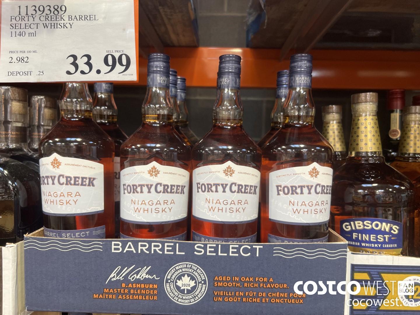 1139389 FORTY CREEK BARREL SELECT WHISKY 1140 ML $33.99