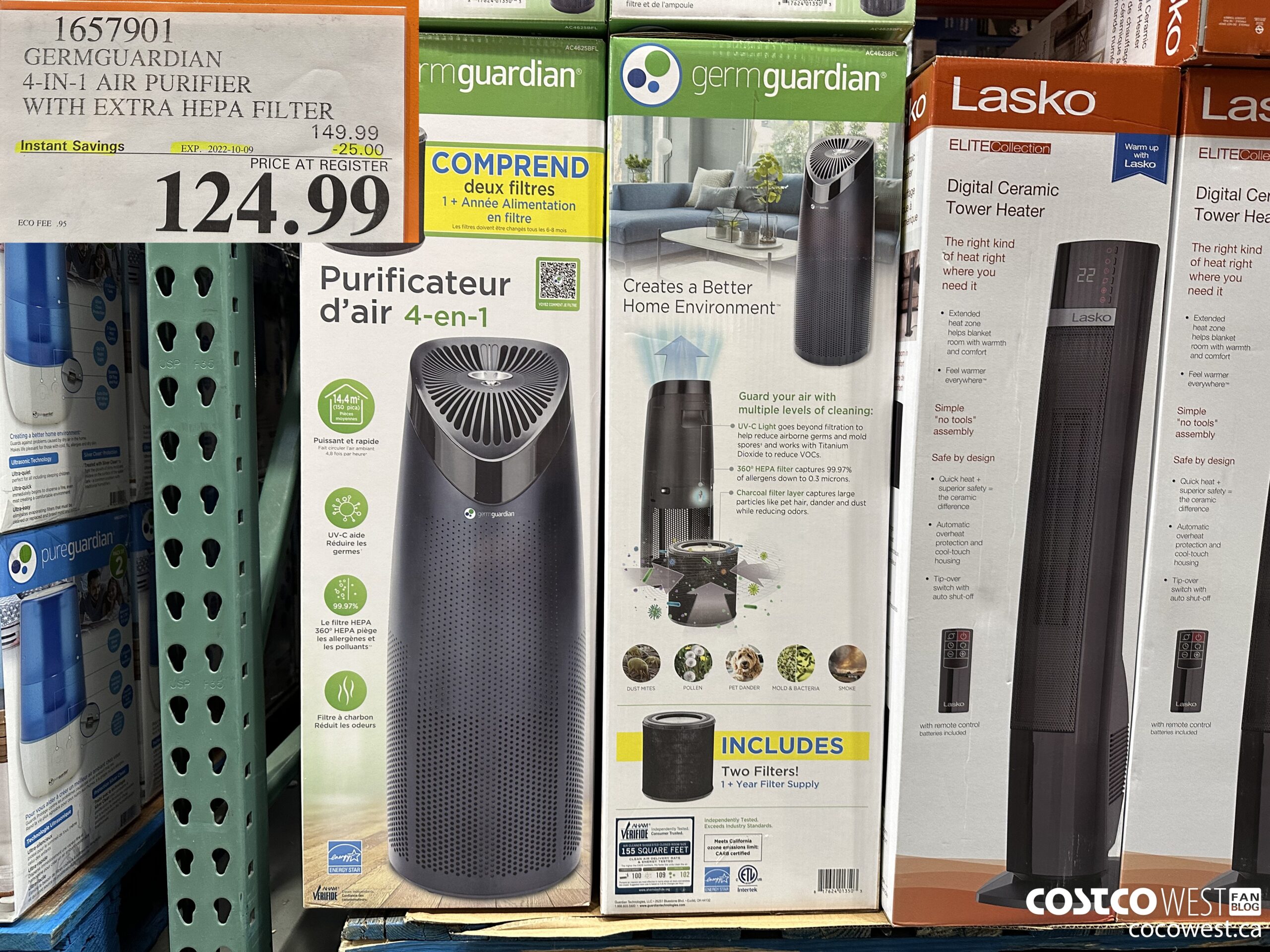 1657901 GERMGUARDIAN 4-IN-1 AIR PURIFIER WITH EXTRA HEPA FILTER ($25.00 INSTANT SAVINGS EXPIRES ON 2022-10-09) $124.99