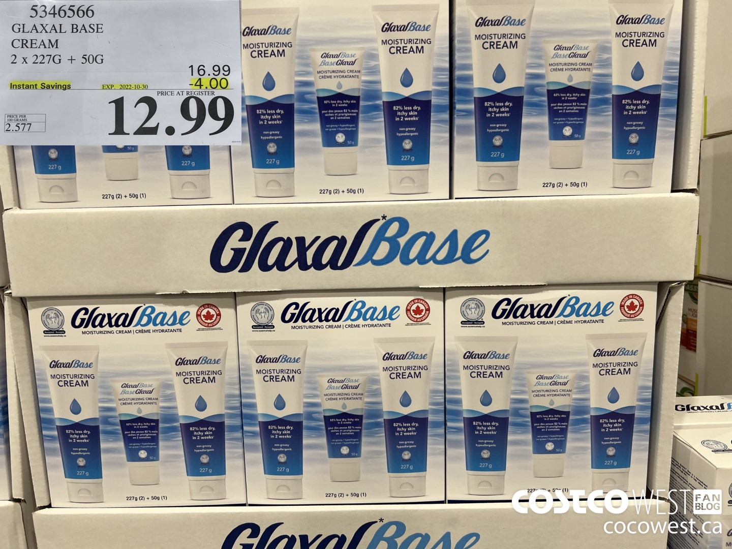 5346566 GLAXAL BASE CREAM 2 X 227 G + 50 G ($4.00 INSTANT SAVINGS EXPIRES ON 2022-10-30) $12.99