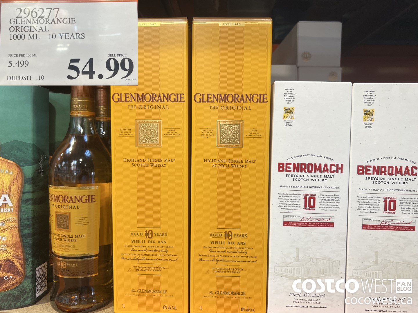 296277 GLENMORANGIE ORIGINAL 1000 ML 10 YEARS $54.99