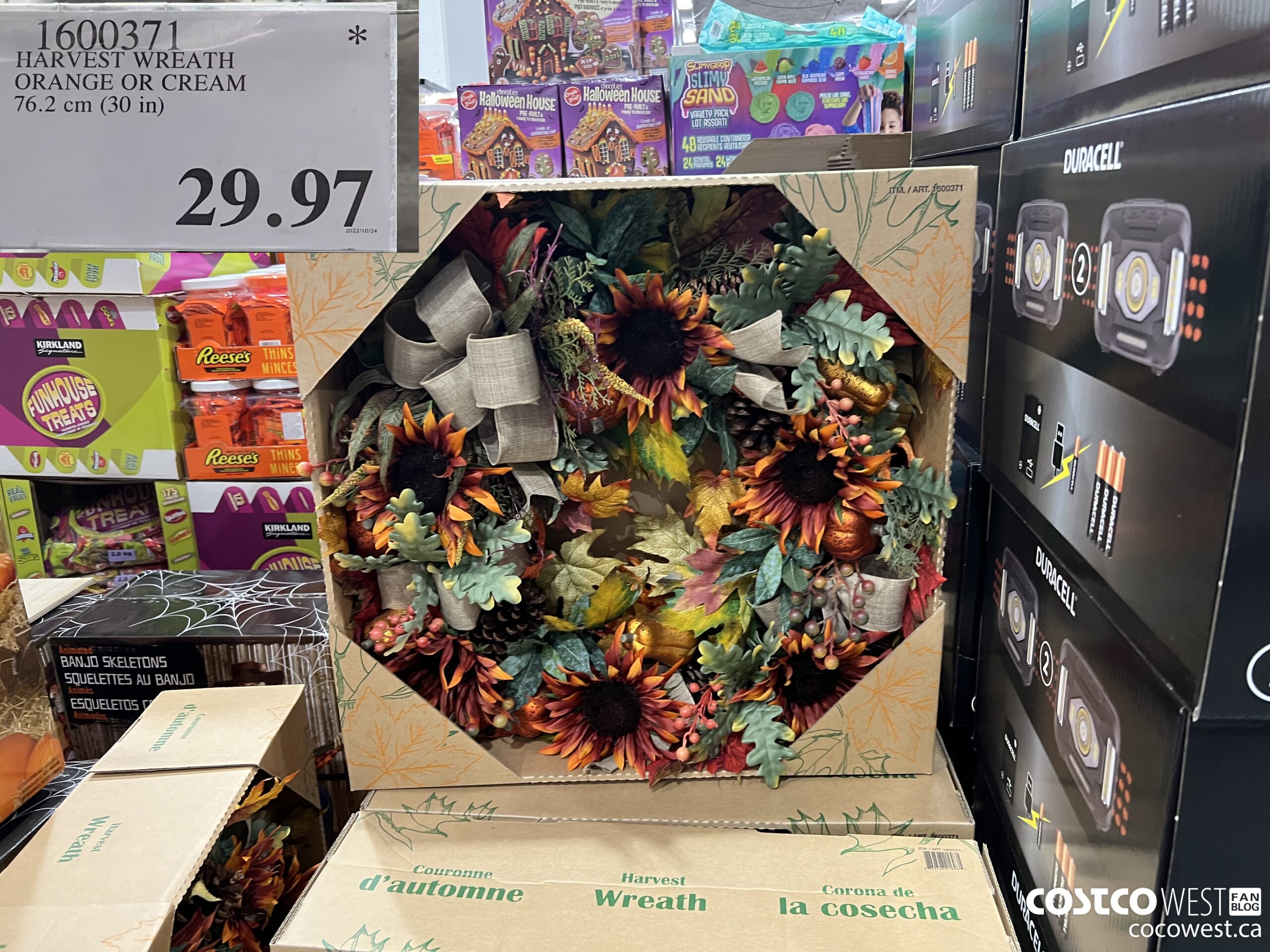 1600371 HARVEST WREATH ORANGE OR CREAM 76.2 CM (30 IN) $29.97