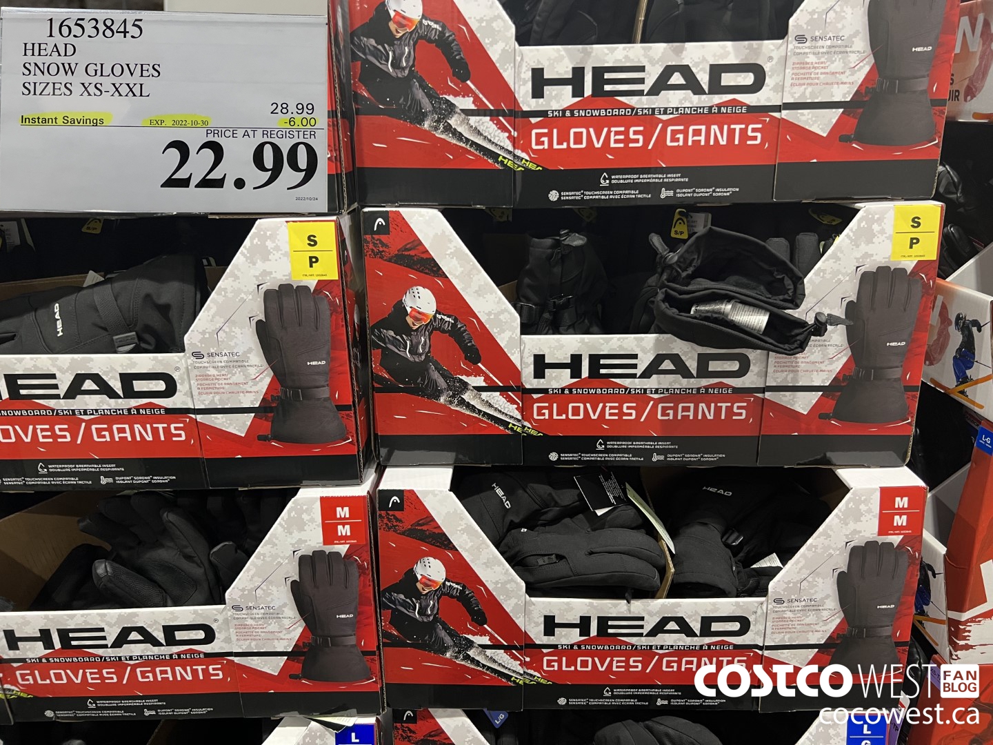 1653845 HEAD SNOW GLOVES SIZES XS-XXL ($6.00 INSTANT SAVINGS EXPIRES ON 2022-10-30) $22.99