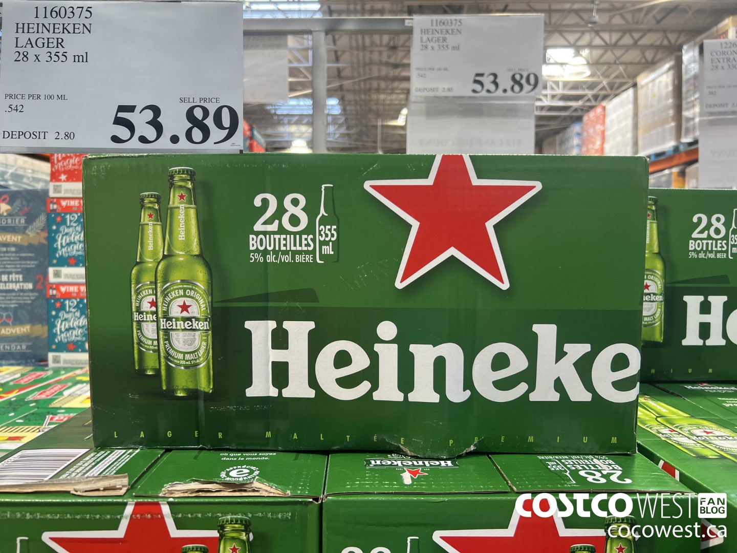 1160375 HEINEKEN LAGER 28 X 355 ML $53.89