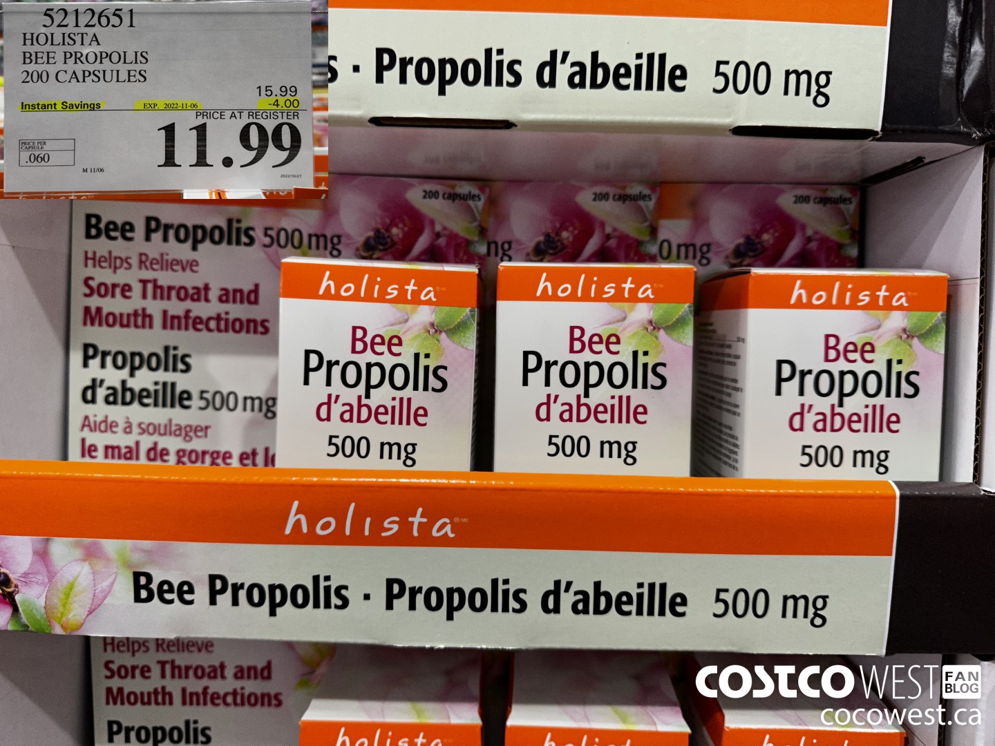 5212651 HOLISTA BEE PROPOLIS 200 CAPSULES ($4.00 INSTANT SAVINGS EXPIRES ON 2022-11-06) $11.99