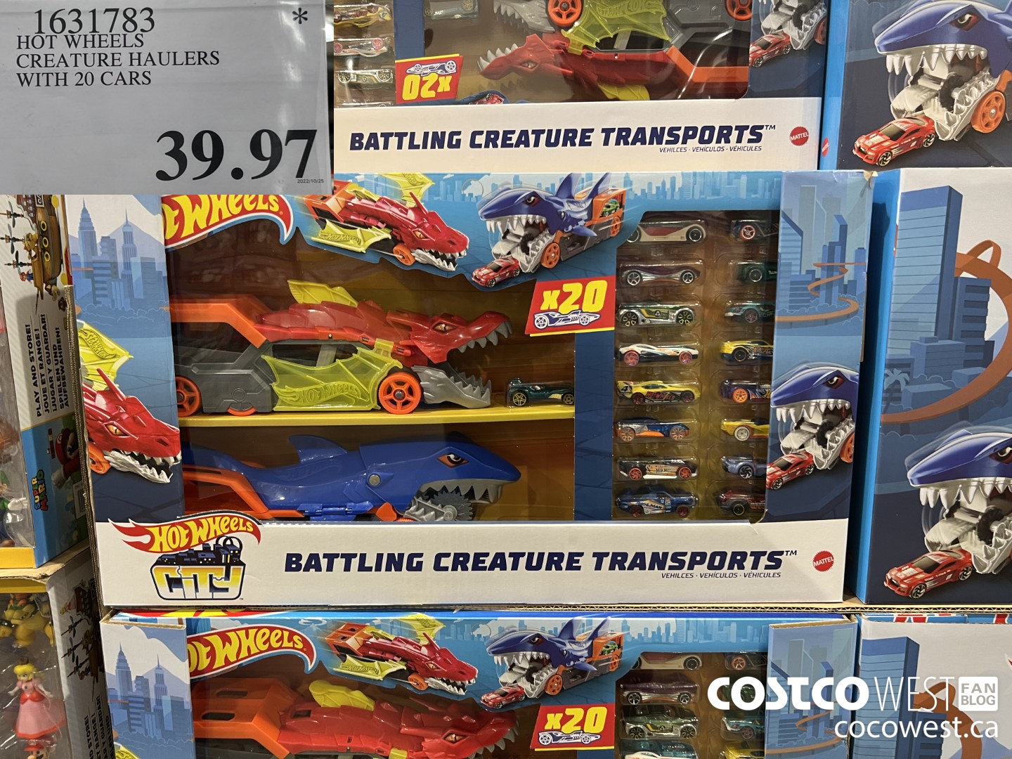 1631783 HOT WHEELS CREATURE HAULERS WITH 20 CARS $39.97
