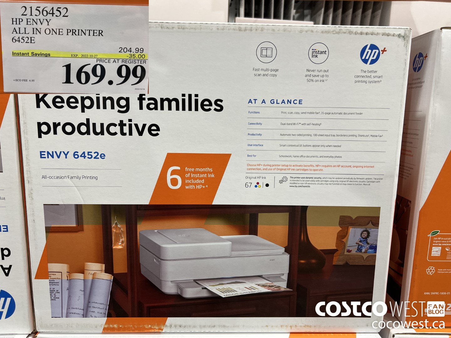 2156452 HP ENVY ALL IN ONE PRINTER 64525 ($35.00 INSTANT SAVINGS EXPIRES ON 2022-10-27) $169.99