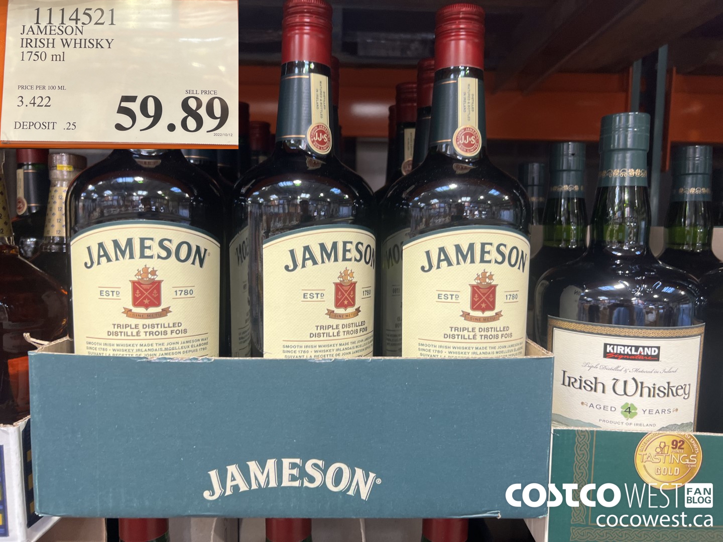 1114521 JAMESON IRISH WHISKY 1750 ML $59.89