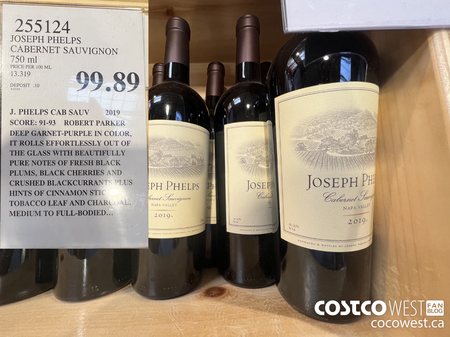 255124 JOSEPH PHELS CABERNET SAUVIGNON 750 ML $99.89