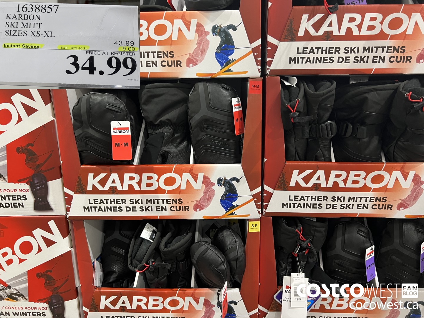 1638857 KARBON SKI MITT SIZES XS-XL ($9.00 INSTANT SAVINGS EXPIRES ON 2022-10-31) $34.99