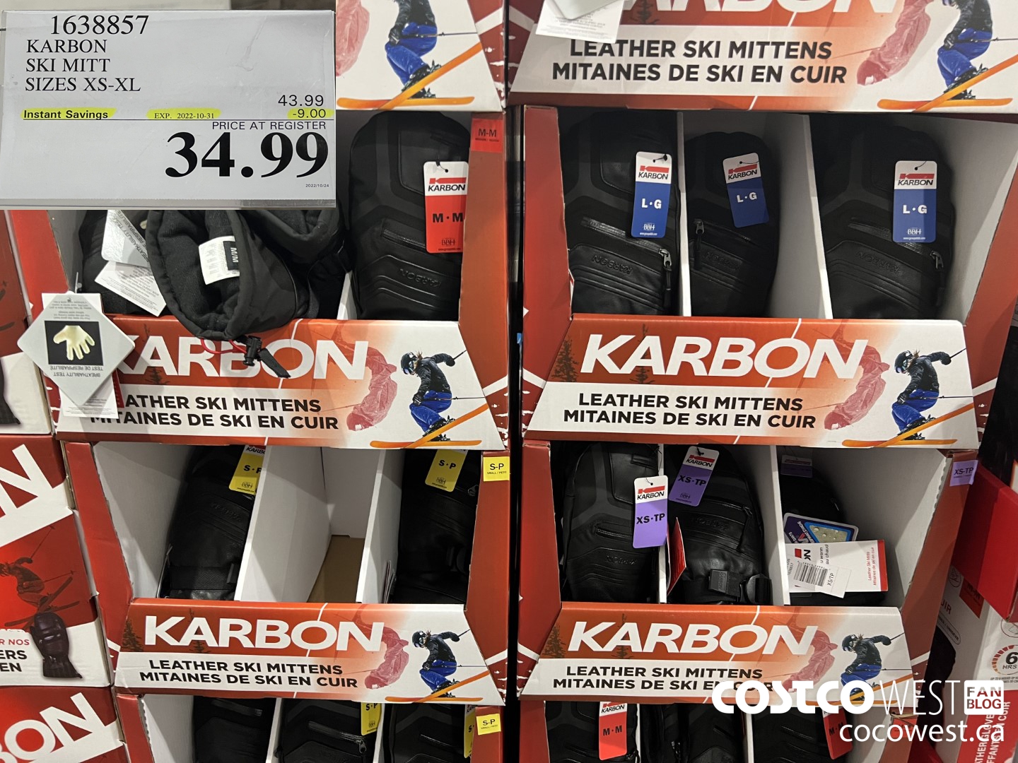 1638857 KARBON SKI MITT SIZES XS-XL ($9.00 INSTANT SAVINGS EXPIRES ON 2022-10-31) $34.99