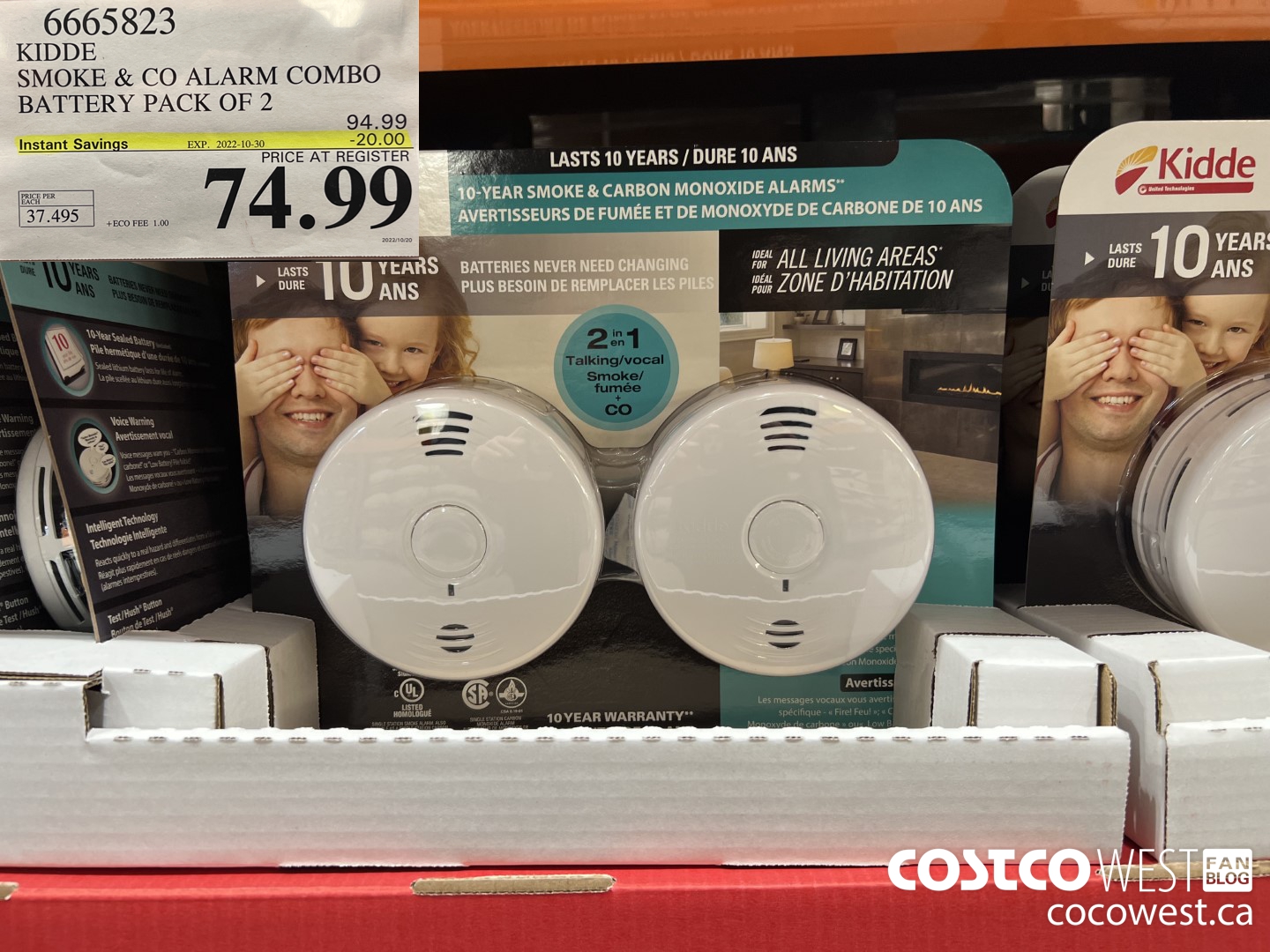 6665823 KIDDE SMOKE & CO ALARM COMBO BATTERY PACK OF 2 ($20.00 INSTANT SAVINGS EXPIRES ON 2022-10-30) $74.99