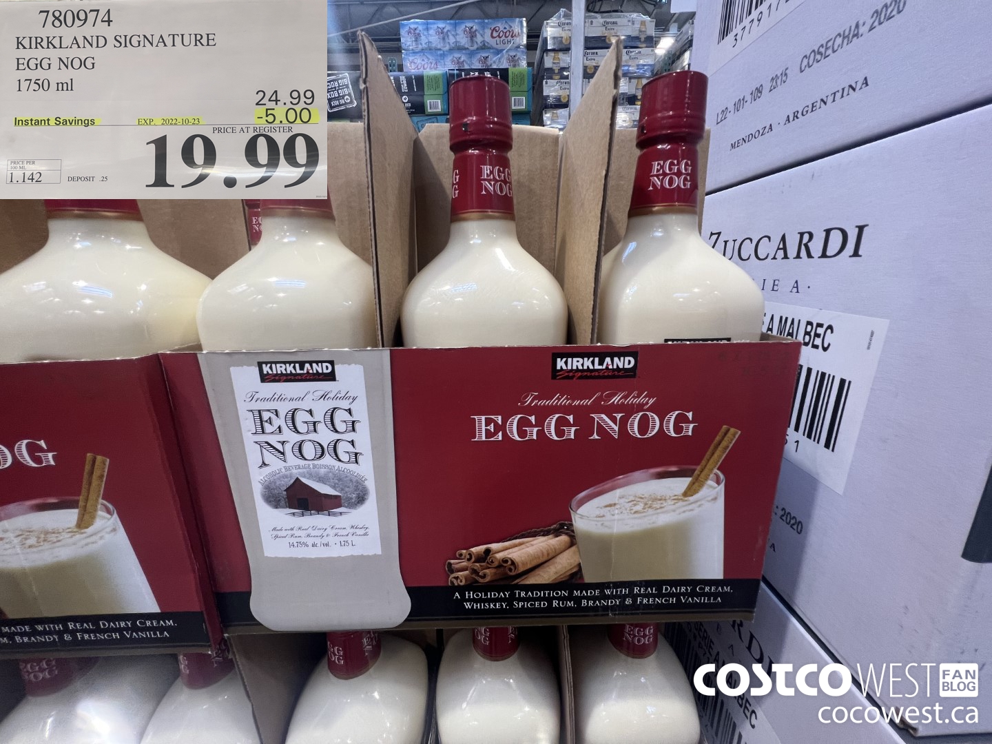 780974 KIRKLAND SIGNATURE EGG NOG 1750 ML ($5.00 INSTANT SAVINGS EXPIRES ON 2022-10-23) $19.99