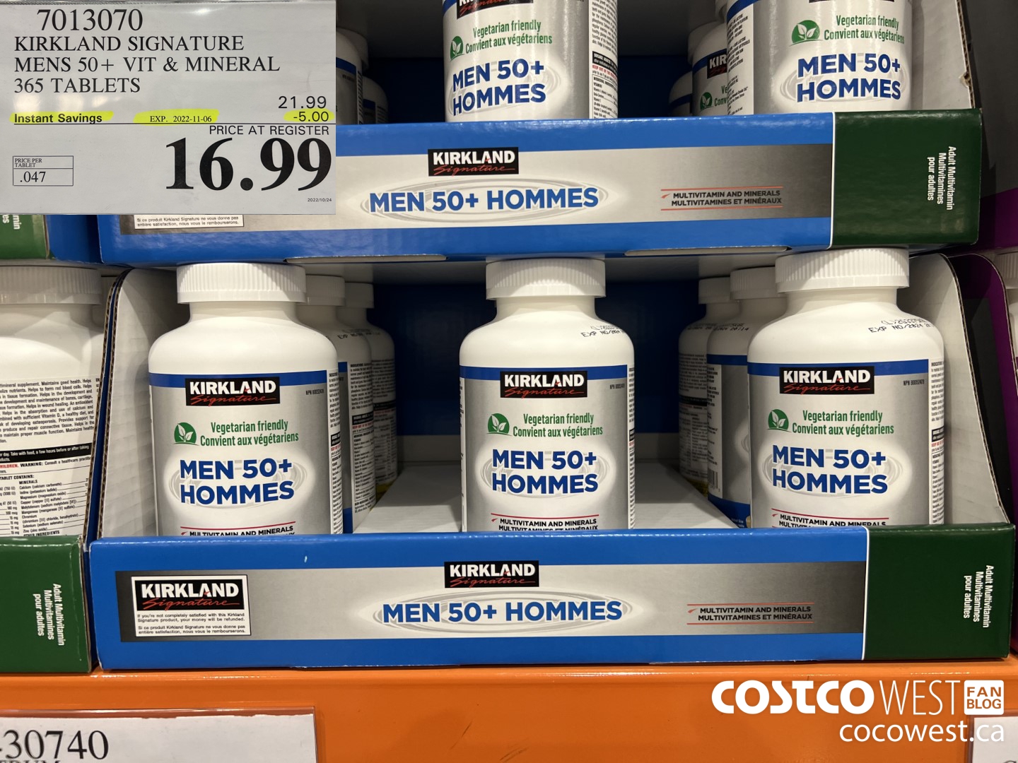 7013070 KIRKLAND SIGNATURE MENS 50+ VIT & MINERAL 365 TABLETS ($5.00 INSTANT SAVINGS EXPIRES ON 2022-11-06) $16.99