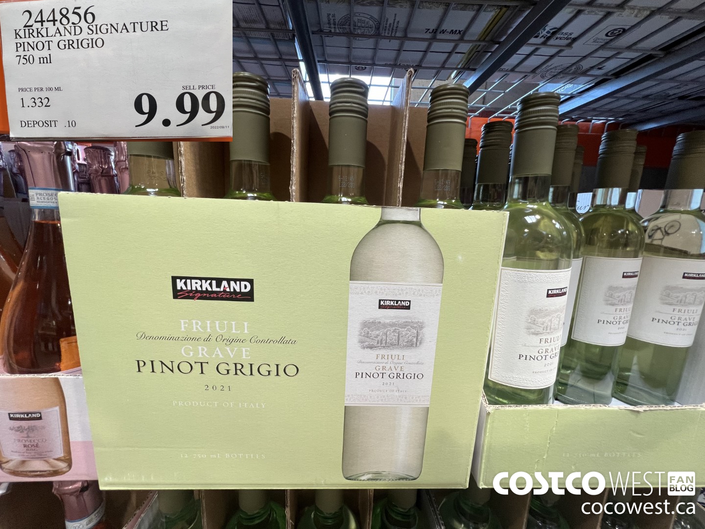 244856 KIRKLAND SIGNATURE PINOT GRIGIO 750 ML $9.99
