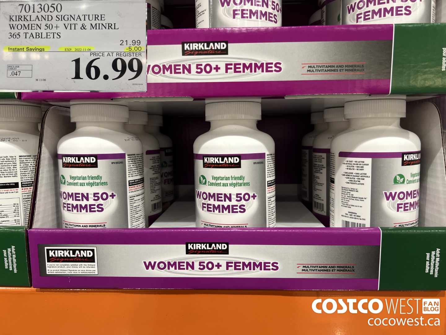 7013050 KIRKLAND SIGNATURE WOMEN 50+ VIT & MINERAL 365 TABLETS  ($5.00 INSTANT SAVINGS EXPIRES ON 2022-11-06) $16.99